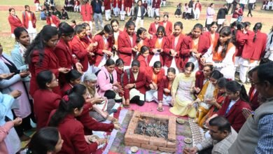 Photo of ग्रामोदय विश्वविद्यालय में बसंत पंचमी पर्व मनाया गया,  विद्यार्थियों ने किया पूजन, अर्चन ,आरती, हवन